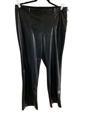 KARL LAGERFELD PARIS Faux Leather Black Pants Zipper Accents 14 NWT